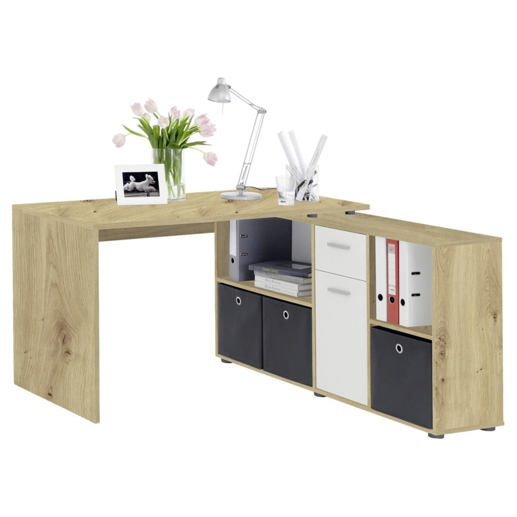 POCO Schreibtisch Eiche Artisan Nachbildung weiß B/H/T: ca. 136x74x66,5 cm