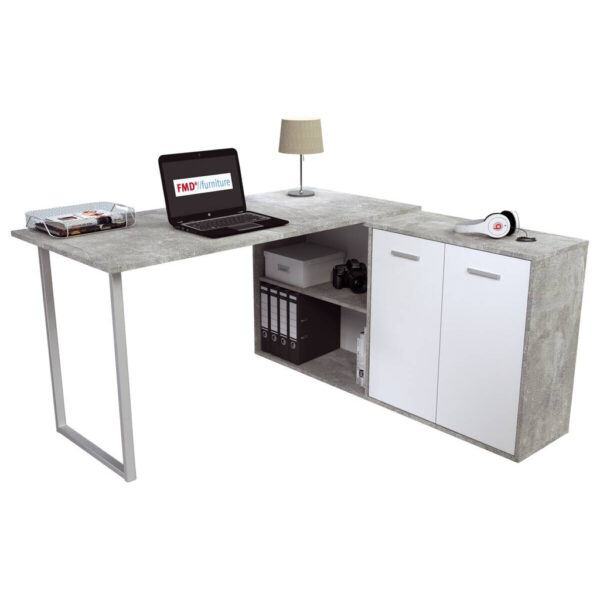 POCO Winkelschreibtisch Beton Optik weiß B/H/T: ca. 138x74x138 cm