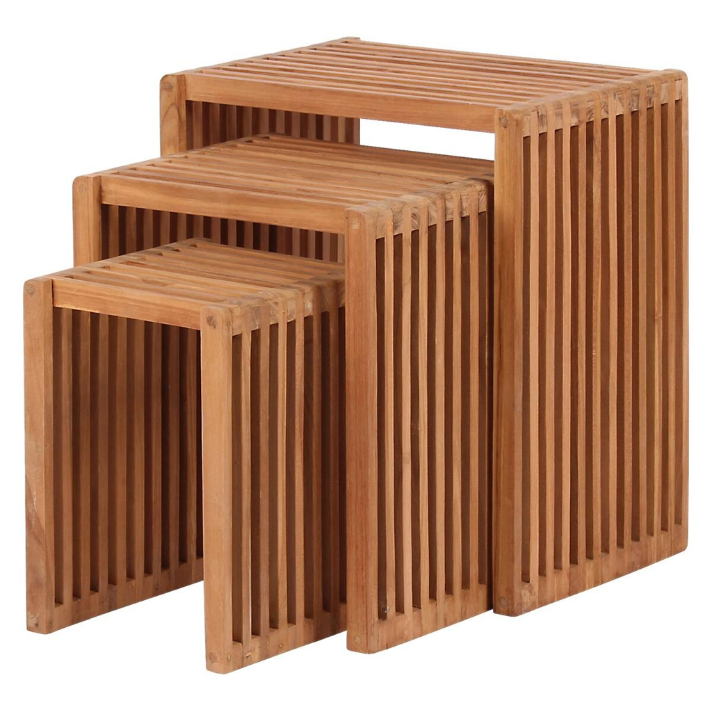 deVries Beistelltisch Woodie hellbraun Teakholz B/H/T: ca. 45x50x30 cm