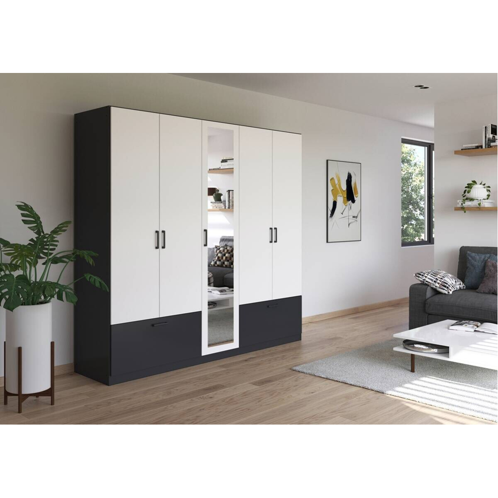 POCO Kleiderschrank Jubi Alpinweiß grau B/H/T: ca. 226x210x54 cm