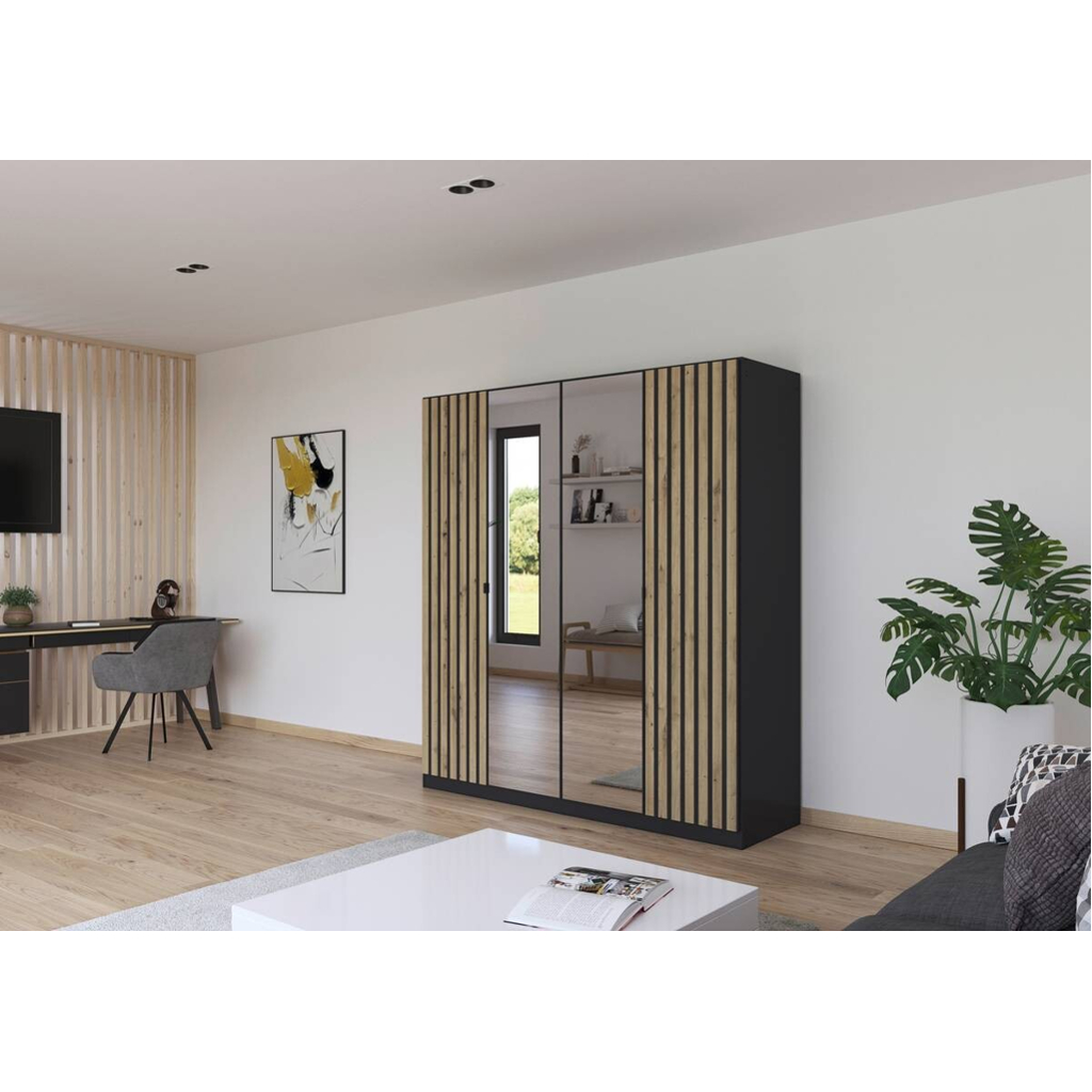 POCO Kleiderschrank Genua grau Eiche Artisan Nachbildung B/H/T: ca. 181x197x54 cm