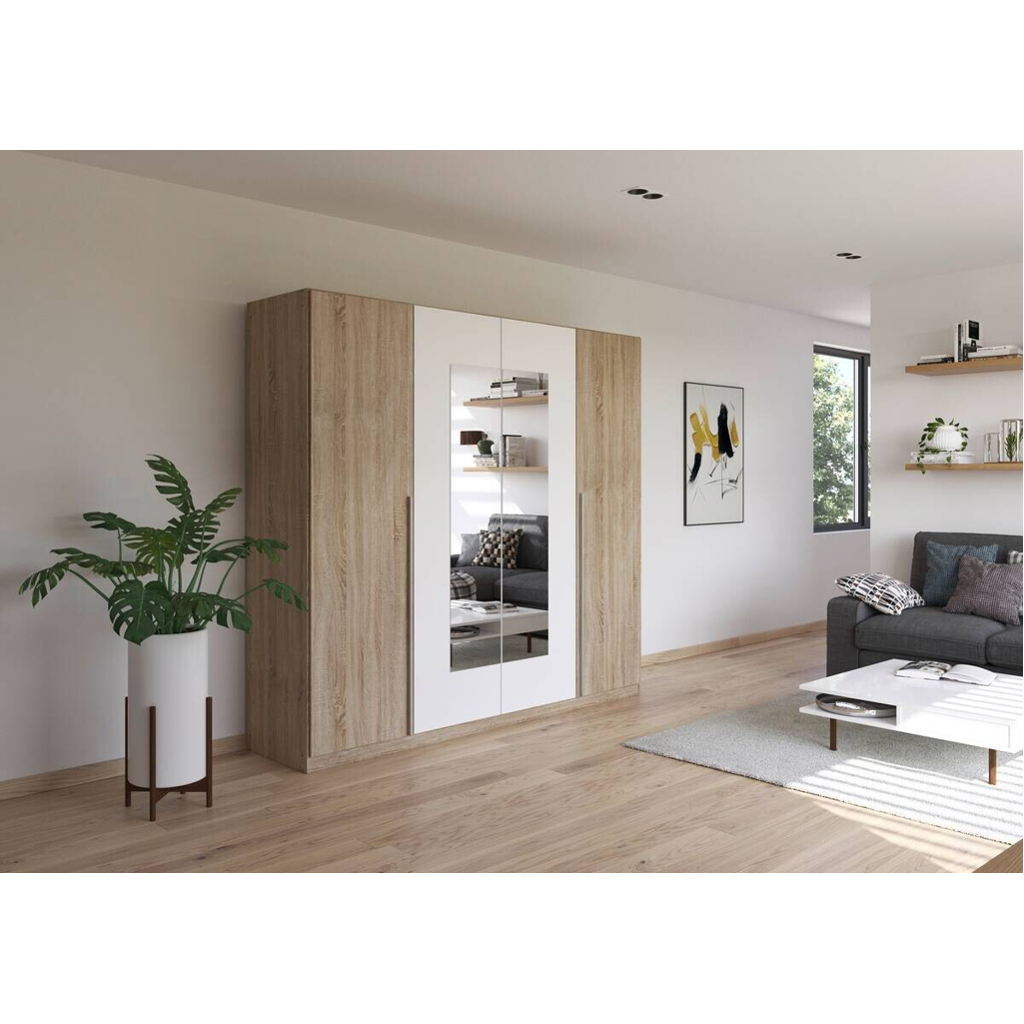 POCO Kleiderschrank Nizza Eiche Sonoma Nachbildung Alpinweiß B/H/T: ca. 226x210x54 cm