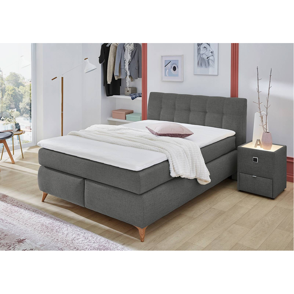 POCO Boxspringbett dunkelgrau Feinstruktur Liegefläche B/L: ca. 140x200 cm