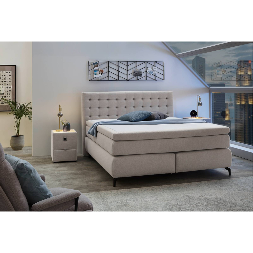 POCO Boxspringbett hellgrau Flachgewebe Liegefläche B/L: ca. 180x200 cm