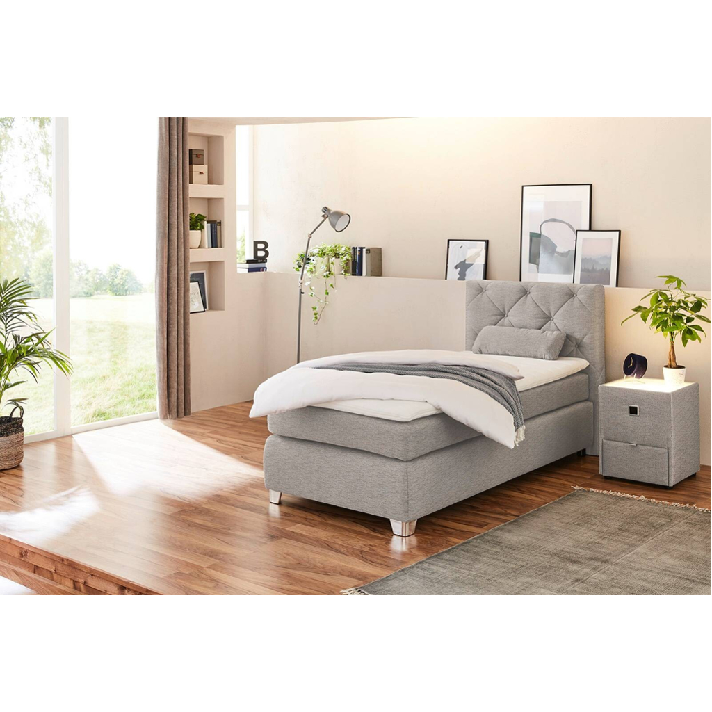 POCO Boxspringbett beige Flachgewebe Liegefläche B/L: ca. 90x200 cm