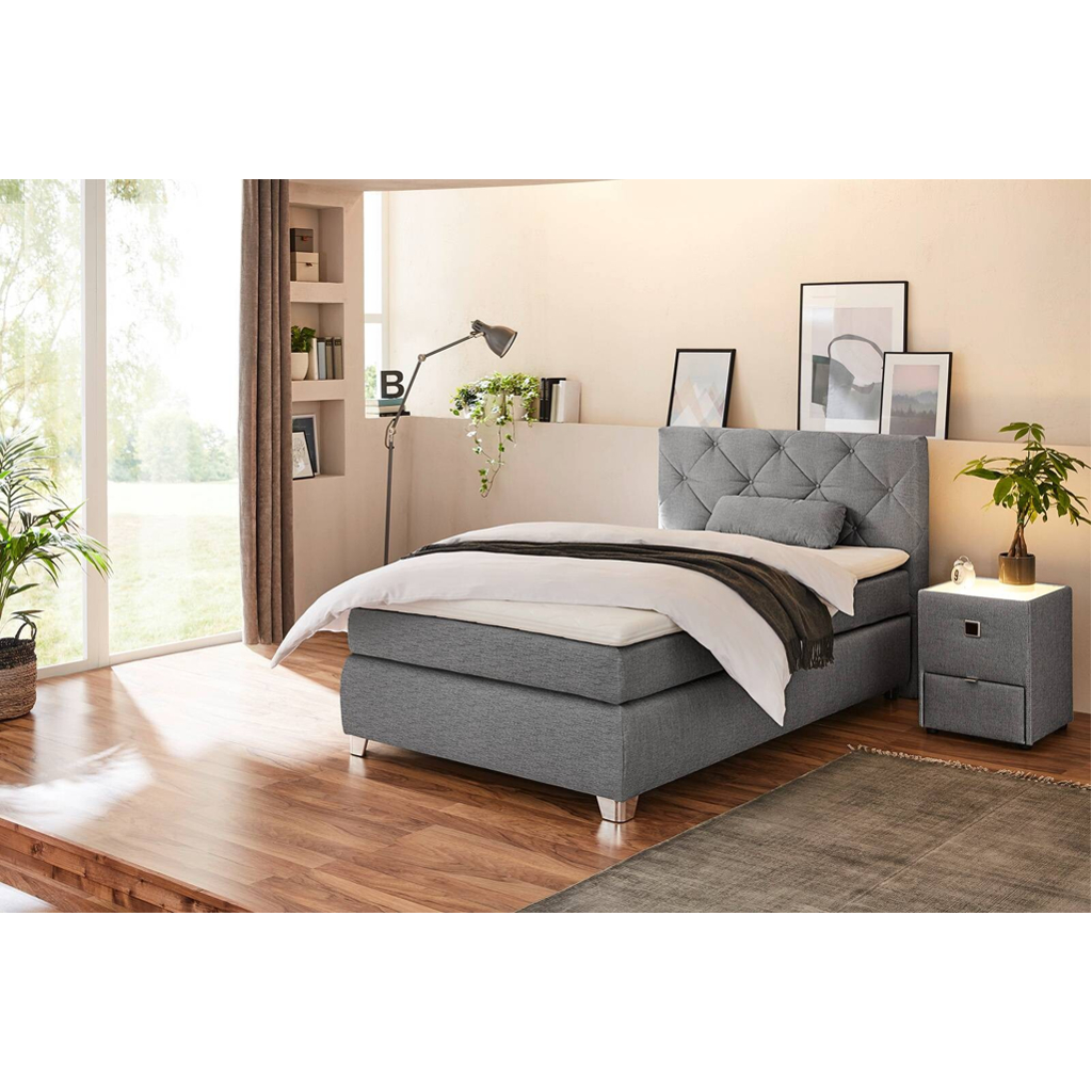 POCO Boxspringbett grau Flachgewebe Liegefläche B/L: ca. 120x200 cm