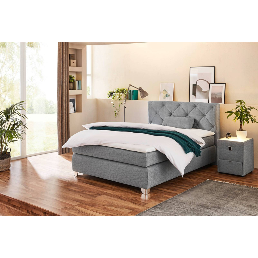 POCO Boxspringbett grau Flachgewebe Liegefläche B/L: ca. 140x200 cm