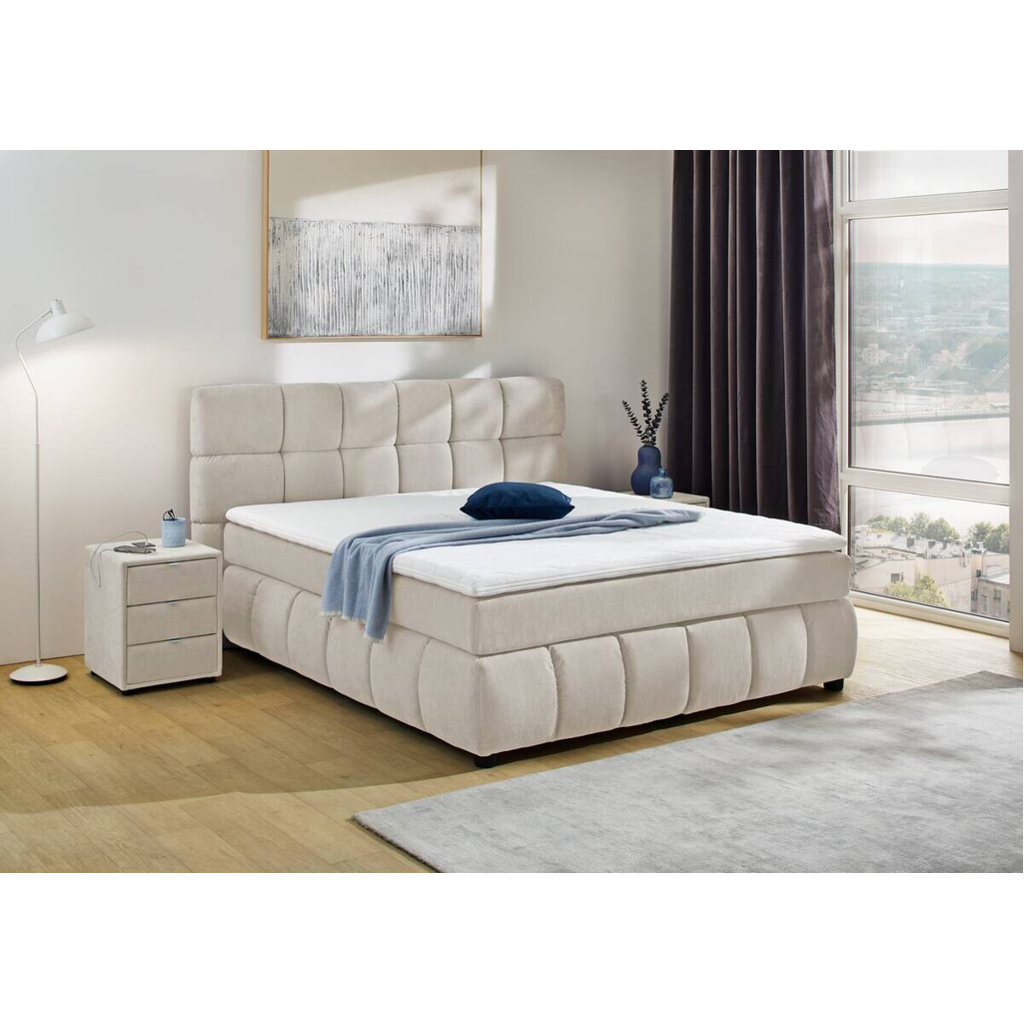 POCO Boxspringbett grau beige Flachgewebe Liegefläche B/L: ca. 180x200 cm
