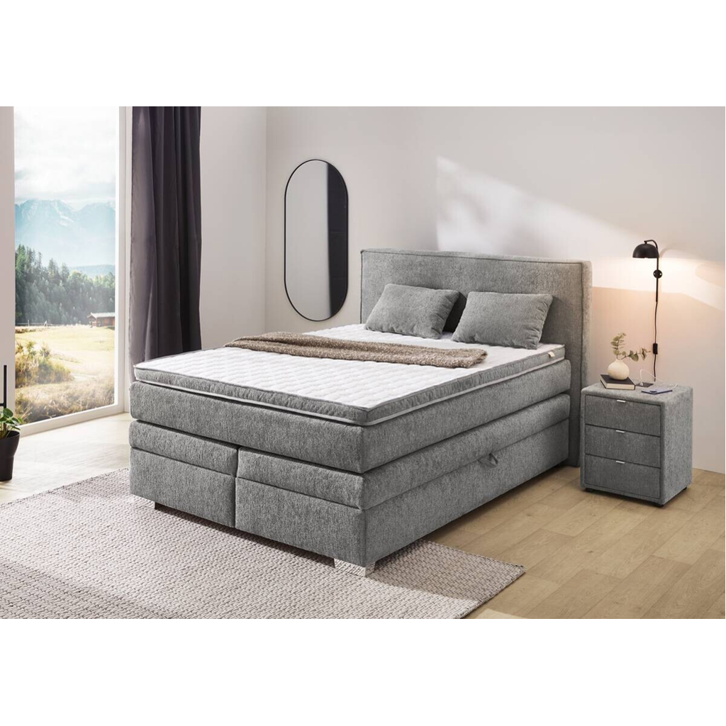 POCO Boxspringbett grau dunkel Liegefläche B/L: ca. 140x200 cm