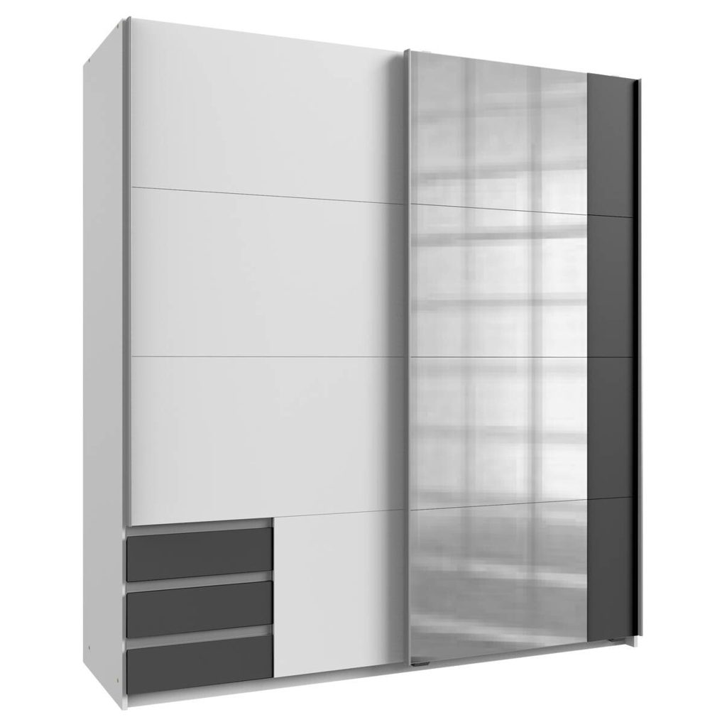 POCO Schwebetürenschrank Emden weiß Graphit B/H/T: ca. 179x198x64 cm