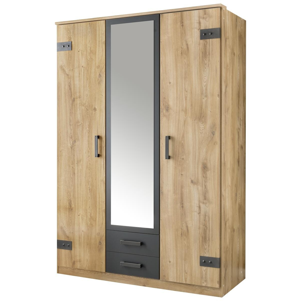 POCO Kleiderschrank Cork Eiche Nachbildung Graphit B/H/T: ca. 135x199x58 cm