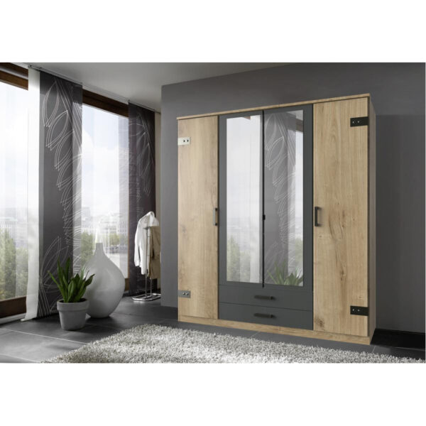 POCO Kleiderschrank Cork Graphit Plankeneiche Nachbildung B/H/T: ca. 180x199x58 cm