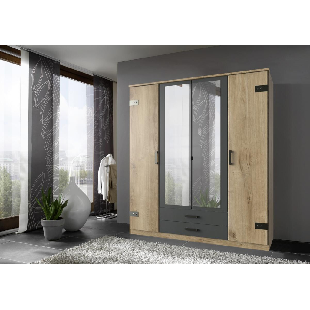POCO Kleiderschrank Cork Graphit Plankeneiche Nachbildung B/H/T: ca. 180x199x58 cm
