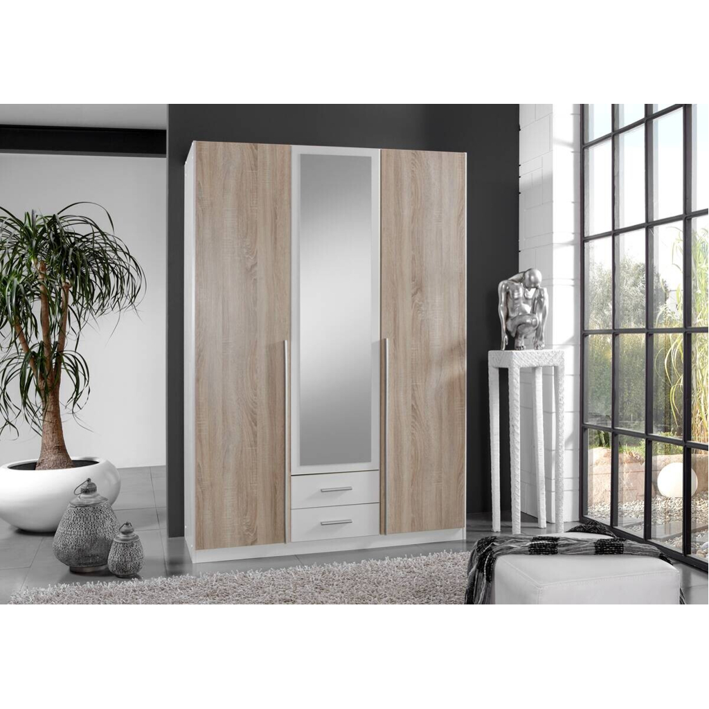 POCO Kleiderschrank Skate weiß Eiche Sonoma Nachbildung B/H/T: ca. 135x197x58 cm