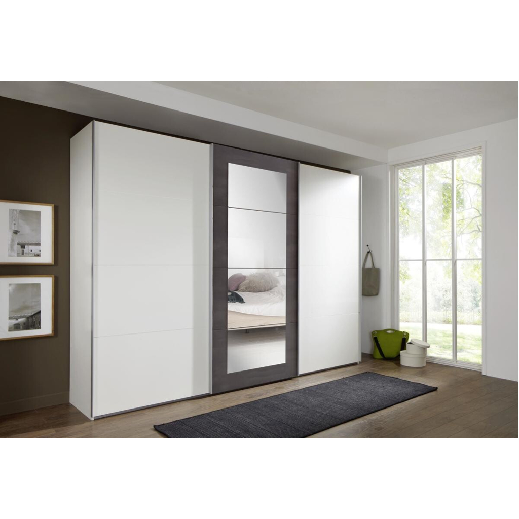 POCO Schwebetürenschrank Minden weiß Graphit B/H/T: ca. 270x210x65 cm