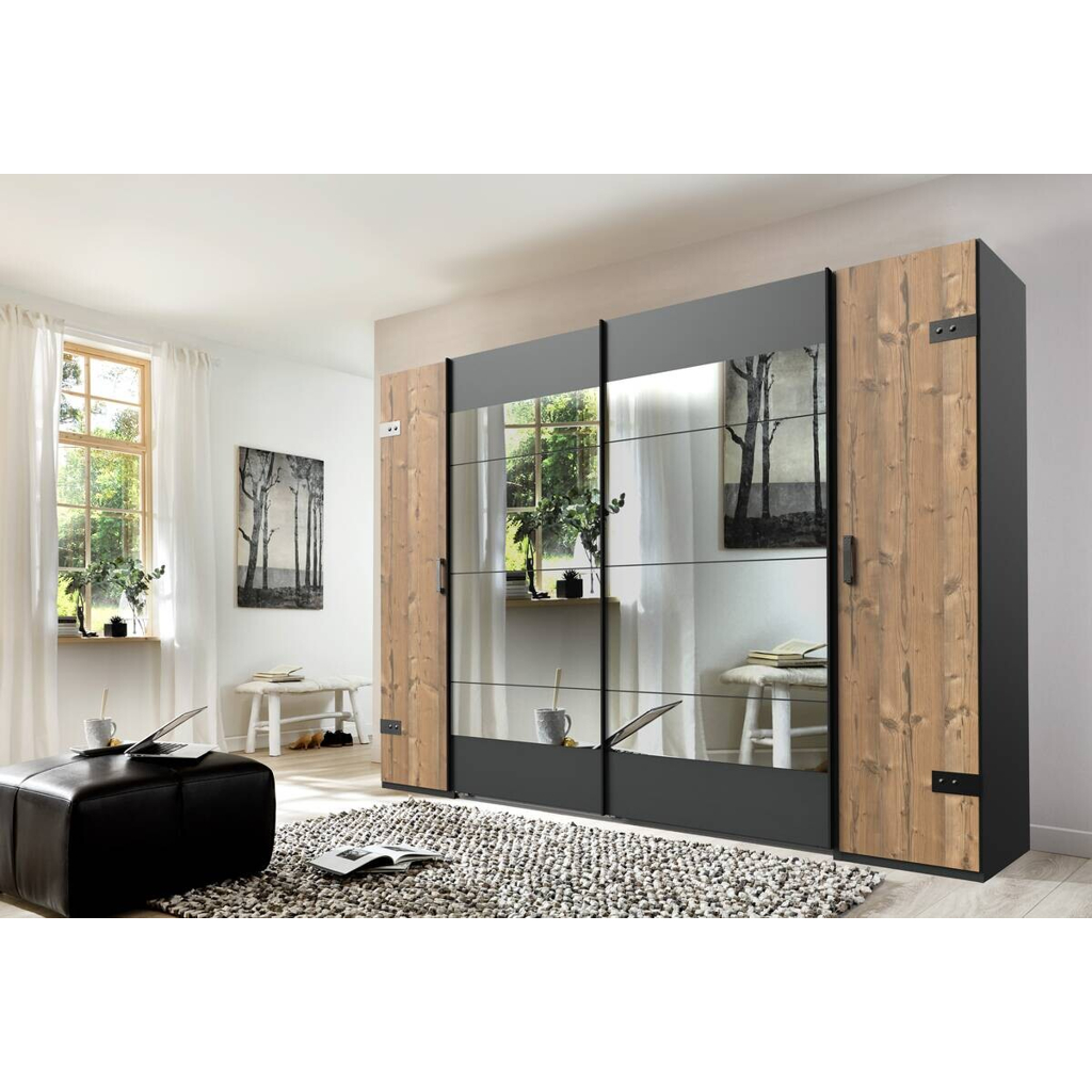 POCO Schwebetürenschrank Stockholm tanne Nachbildung Graphit B/H/T: ca. 272x210x65 cm