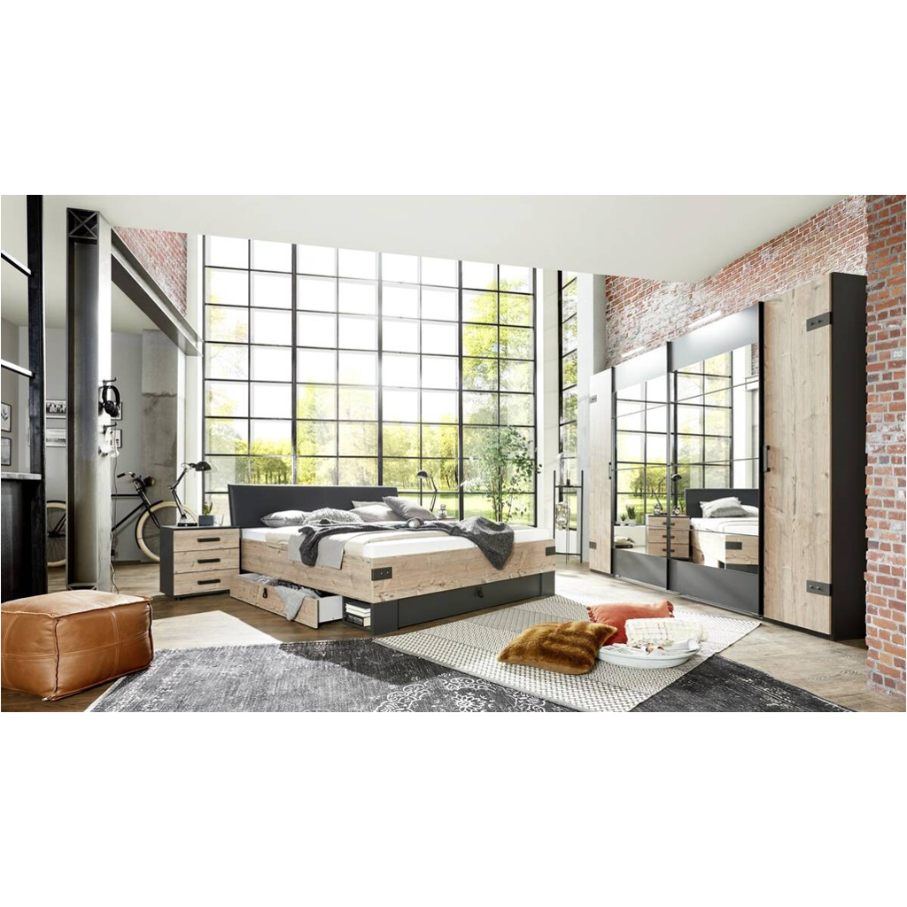 POCO Bett Stockholm tanne Nachbildung Graphit B/H/T: ca. 189x96x210 cm
