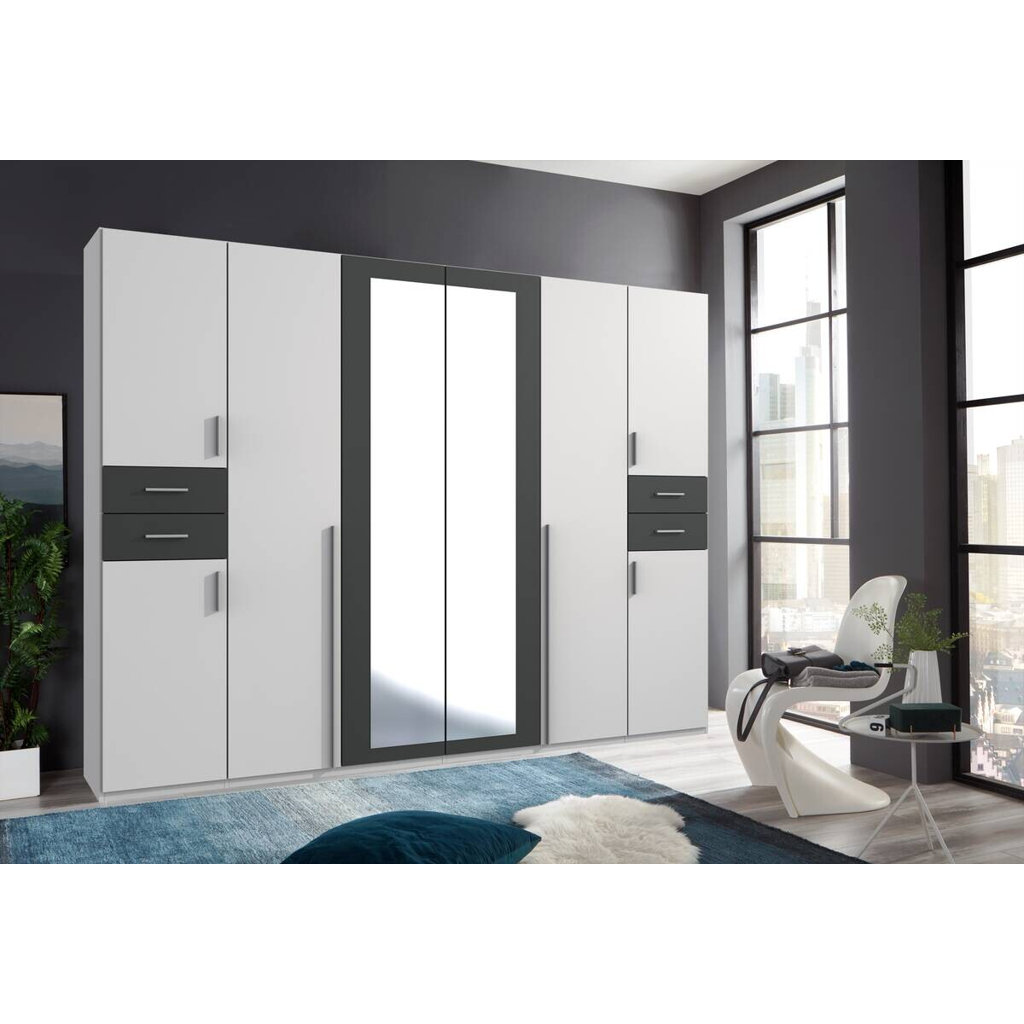 POCO Kleiderschrank Vegas weiß Graphit B/H/T: ca. 270x208x58 cm