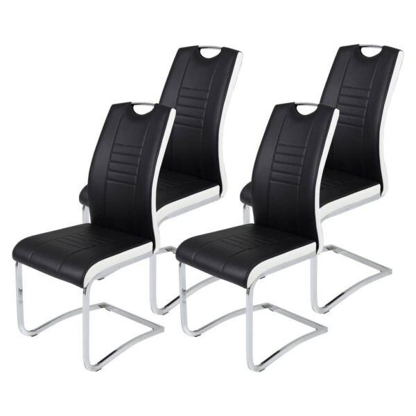 Hela Schwingstuhl Tabea 4er Set schwarz weiß Kunstleder Kunstleder B/H/T: ca. 43x99x61 cm Hela Schwingstuhl Tabea 4er Set schwarz weiß Kunstleder Kunstleder B/H/T: ca. 43x99x61 cm