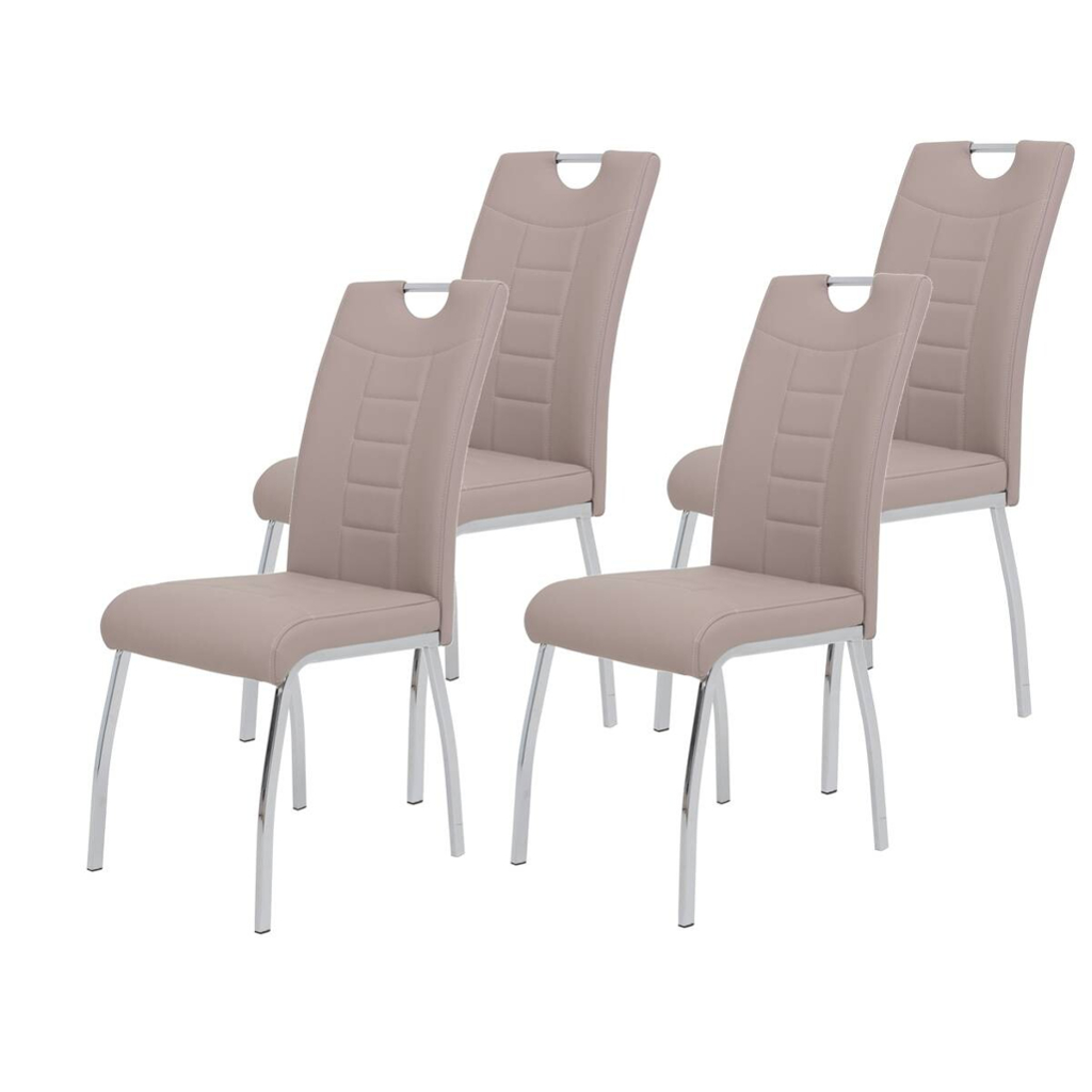 Hela Stuhl Andrea 4er Set Cappuccino Chrom Kunstleder Metall B/H/T: ca. 43x100x64 cm