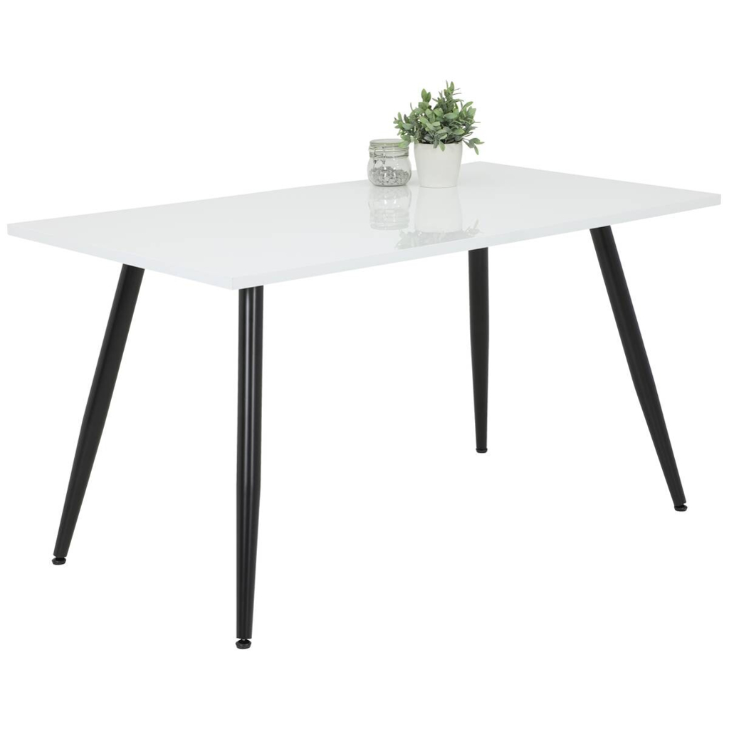 Hela Esstisch ANIKA weiß Lack Hochglanz schwarz pulverbeschichtet Lack Hochglanz B/H/T: ca. 140x76x80 cm