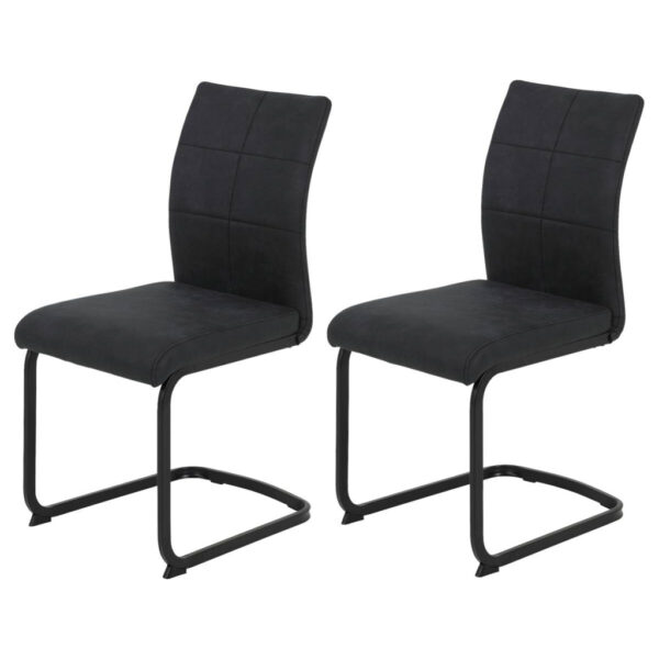 Hela Stuhl 2er Set PIA anthrazit Vintage schwarz Microfaser Metall B/H/T: ca. 42x89x59 cm