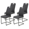 Hela Stuhl 4er Set BRITTA anthrazit grau Microfaser Metall B/H/T: ca. 44x100x59 cm
