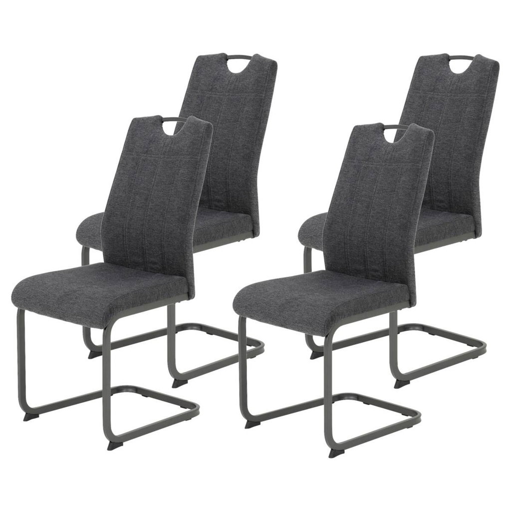 Hela Stuhl 4er Set BRITTA anthrazit grau Microfaser Metall B/H/T: ca. 44x100x59 cm