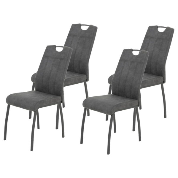 Hela Stuhl 4er Set ELIF III anthrazit Vintage grau Microfaser Metall B/H/T: ca. 44x96x64 cm