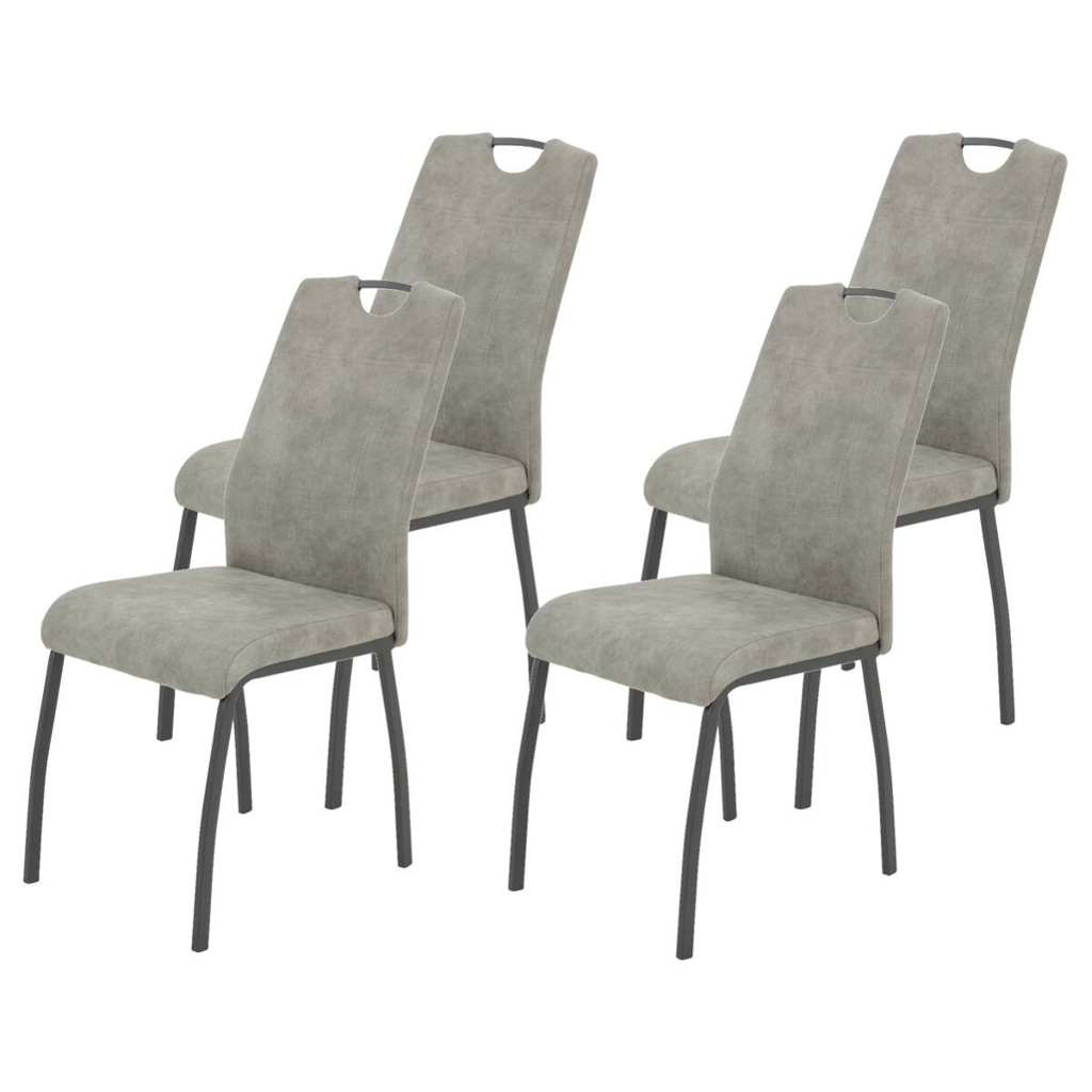 Hela Stuhl 4er Set ELIF III grau Vintage grau Microfaser Metall B/H/T: ca. 44x96x64 cm