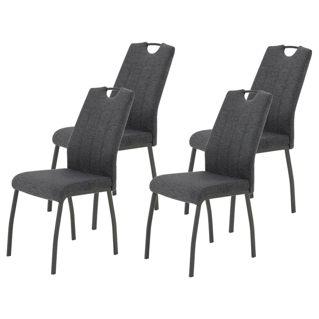 Hela Stuhl 4er Set ELIF III anthrazit grau Microfaser Metall B/H/T: ca. 44x96x64 cm