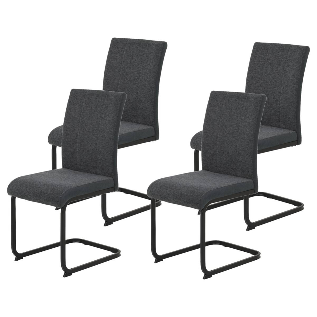 Hela Stuhl 4er Set LINN anthrazit schwarz Webstoff Metall B/H/T: ca. 43x92x52 cm