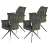 Hela Armlehnstuhl 4er Set SUSANNE grün Vintage schwarz Webstoff Metall Microfaser B/H/T: ca. 65x92x64 cm