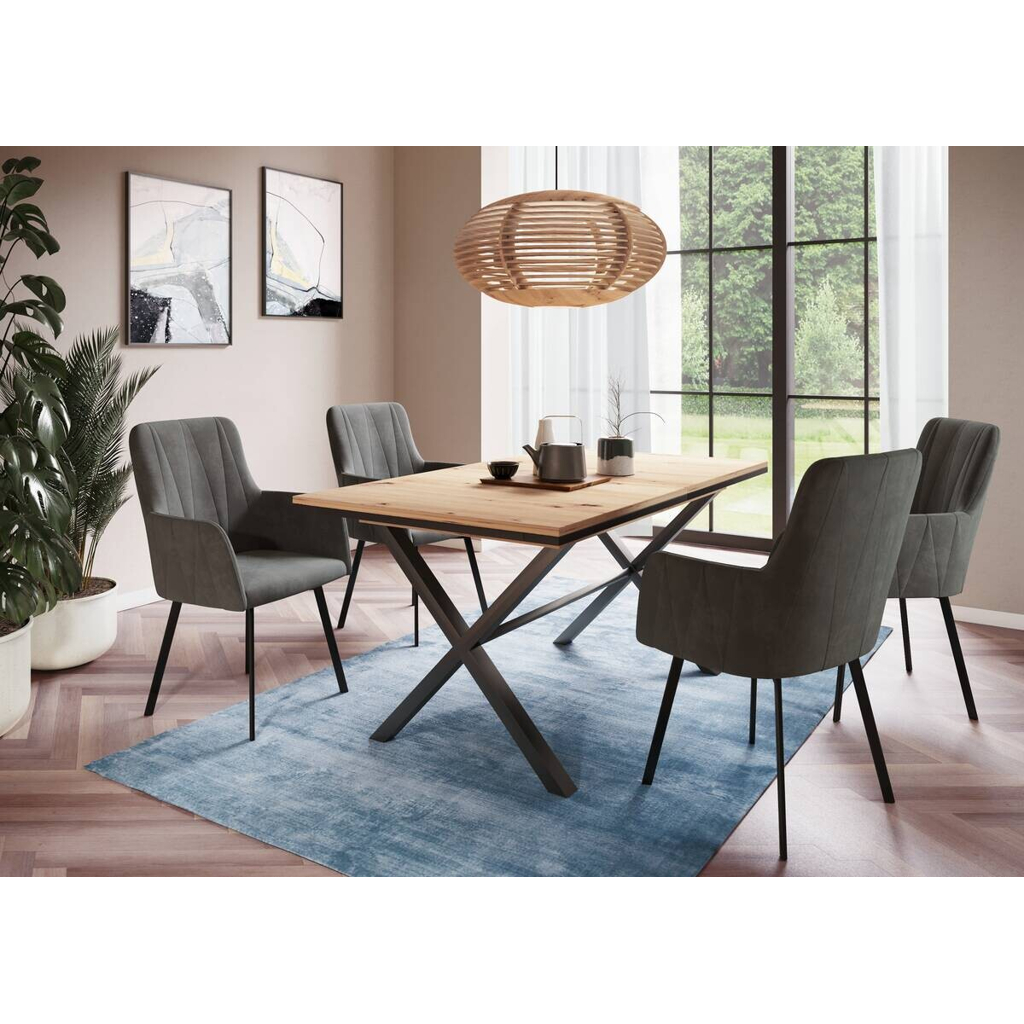 Hela Essgruppe Karina Eiche anthrazit Microfaser B/H/T: ca. 200x76x90 cm