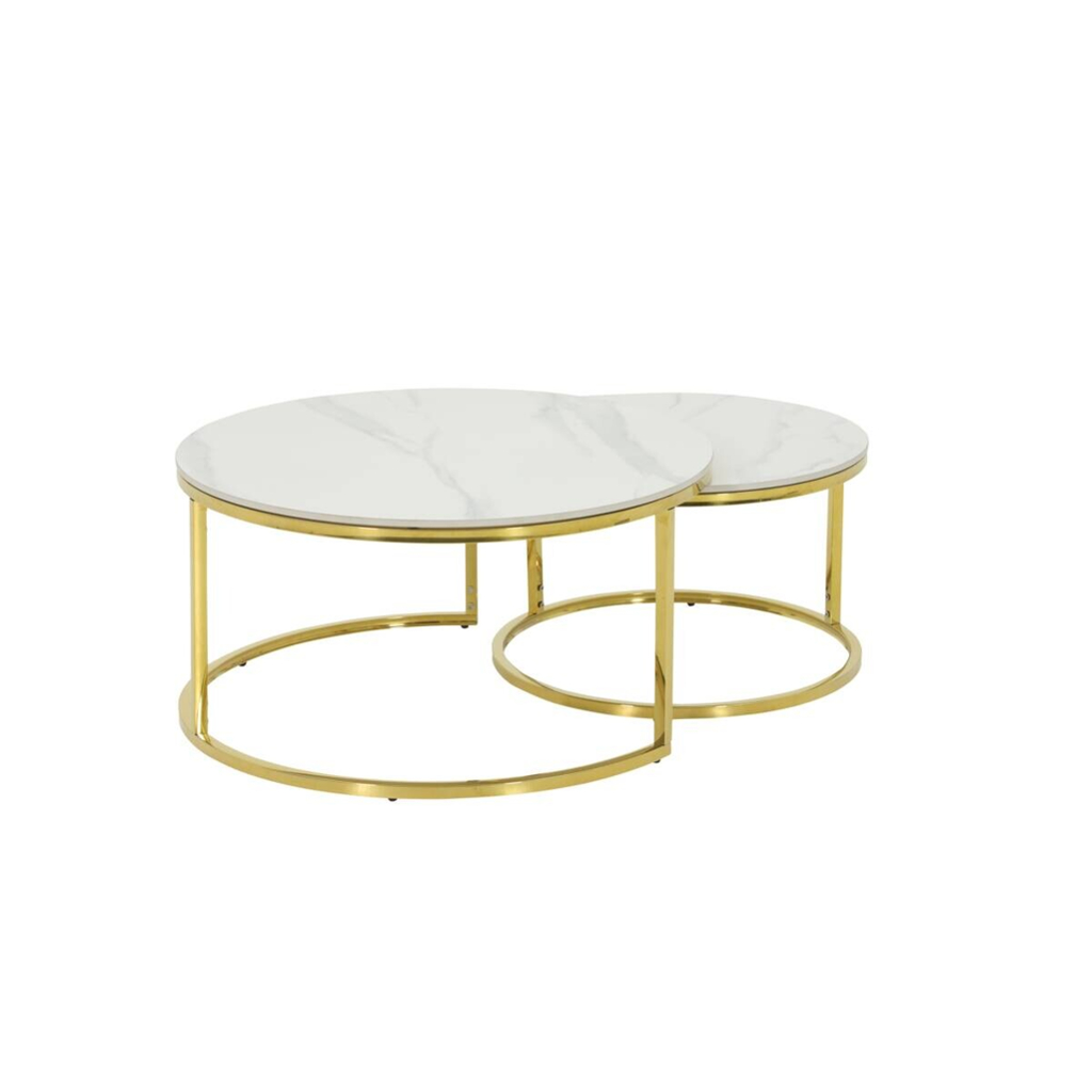 Hela Couchtisch Joel Marmoroptik weiß gold H/D: ca. 41x80 cm