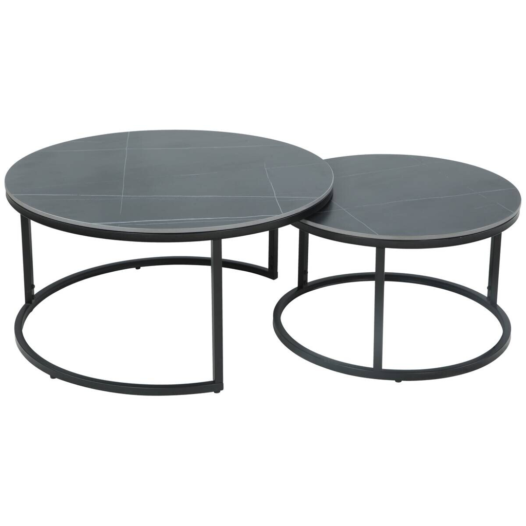 Hela Couchtisch Luis II grau Marmoroptik schwarz H/D: ca. 41x80 cm