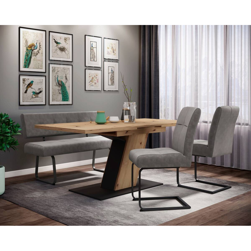 Hela Essgruppe Luise grau Eiche Microfaser B/H/T: ca. 180x76x90 cm