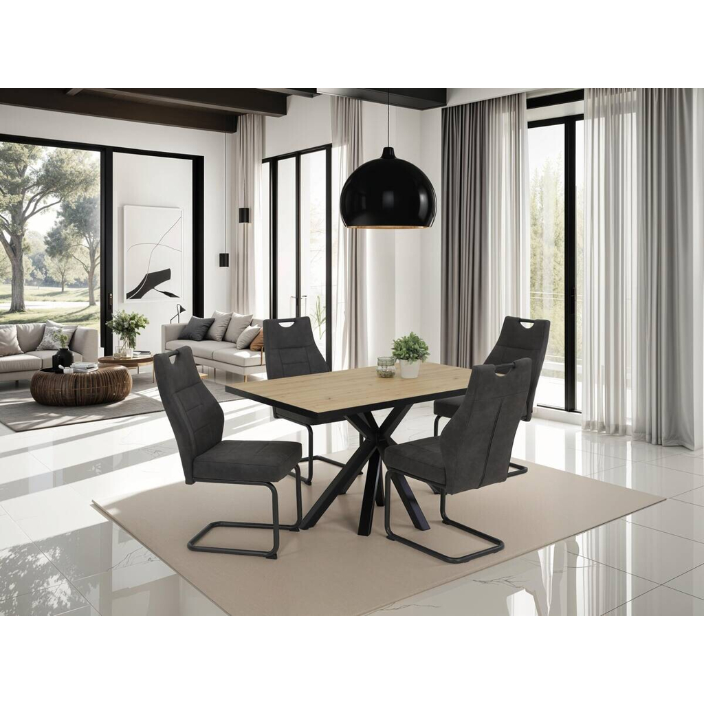 Hela Essgruppe Inn Eiche schwarz anthrazit Holzwerkstoff B/H/T: ca. 140x76x90 cm