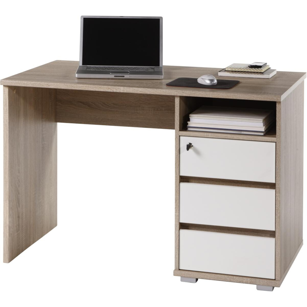 POCO Schreibtisch Primus Eiche Sonoma Nachbildung weiß B/H/T: ca. 110x75x65 cm
