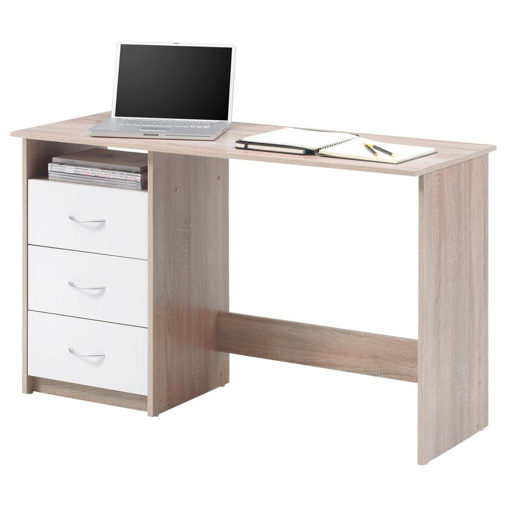 POCO Schreibtisch Adria Eiche Sonoma Nachbildung weiß B/H/T: ca. 123x77x50 cm