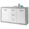 POCO Sideboard Stone Beton Optik weiß glänzend B/H/T: ca. 147x89x37 cm