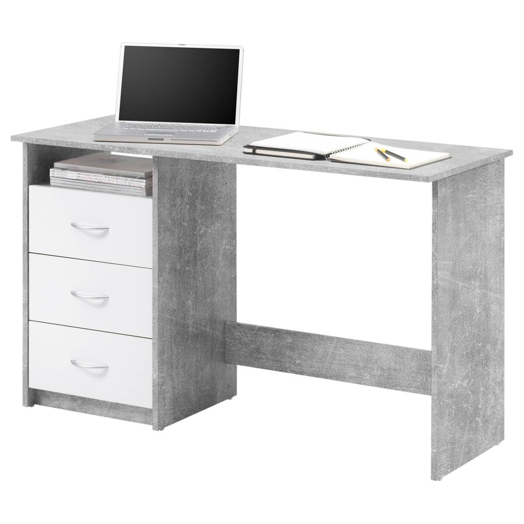 POCO Schreibtisch Adria Beton Optik weiß B/H/T: ca. 123x77x50 cm
