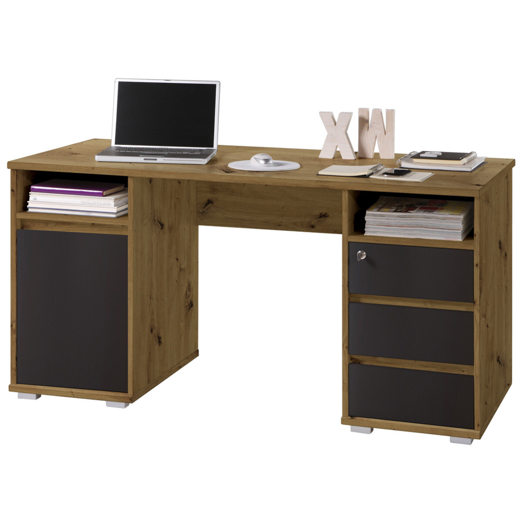 POCO Schreibtisch Primus Eiche Artisan Nachbildung anthrazit B/H/T: ca. 145x74x65 cm
