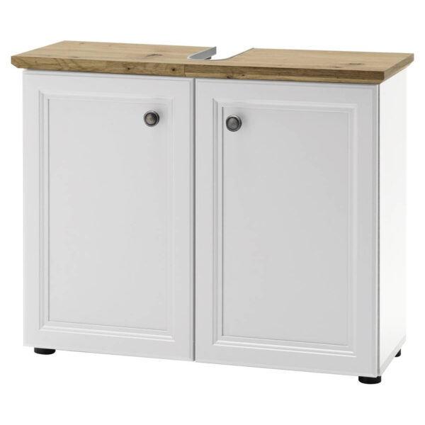 4038889059952 Waschbeckenunterschrank Toskana
weiß Eiche Artisan Nachbildung B/H/T: ca. 84x67x32 cm