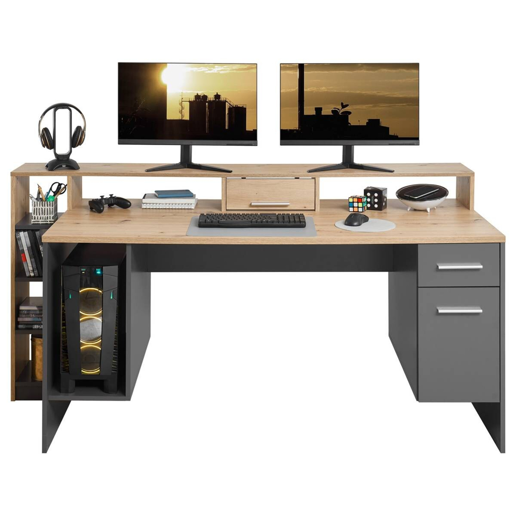 POCO Schreibtisch Highscore grau Eiche Artisan Nachbildung B/H/T: ca. 182x92x70 cm