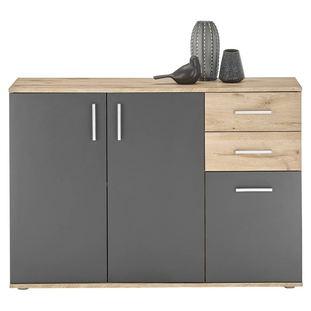 POCO Kommode BC 1040 Eiche Viking Nachbildung dunkelgrau B/H/T: ca. 120x84x35 cm