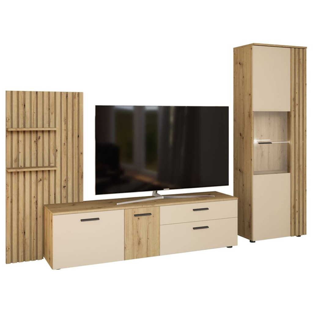 Wohnwand Gatwick
Eiche Artisan Nachbildung creme B/H/T: ca. 250x180x38 cm