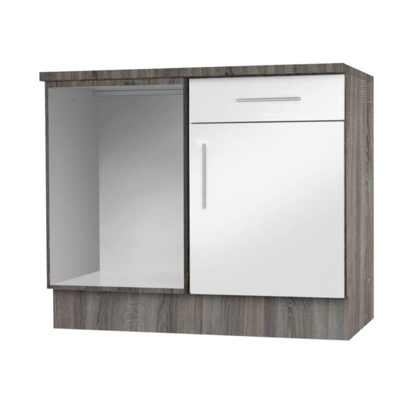 Eckunterschrank
weiß Hochglanz B/H/T: ca. 110x82x57 cm