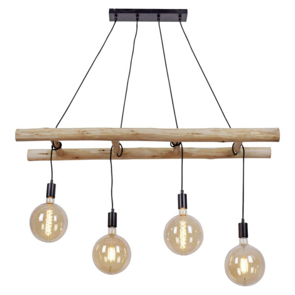 4043689966577 Just Light Pendelleuchte Edgar
schwarz Holz Metall Kunststoff H/T/L: ca. 120x30x120 cm E27 4 Brennstellen