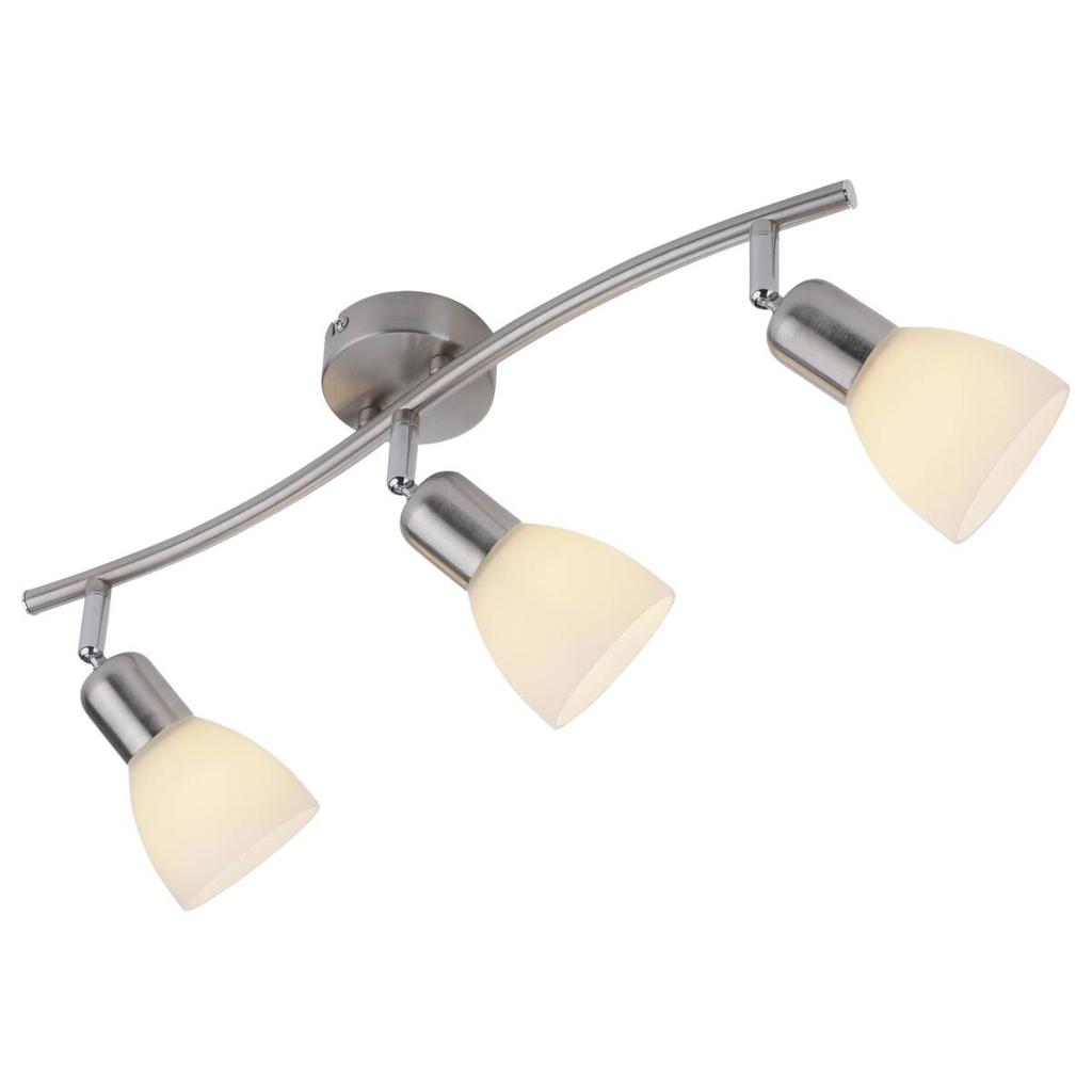 Just Light Spotbalken PN11953-55 Karo
stahlfarbig weiß Aluminium Kunststoff Glas B/H/L: ca. 22x21x68 cm E14 3 Brennstellen